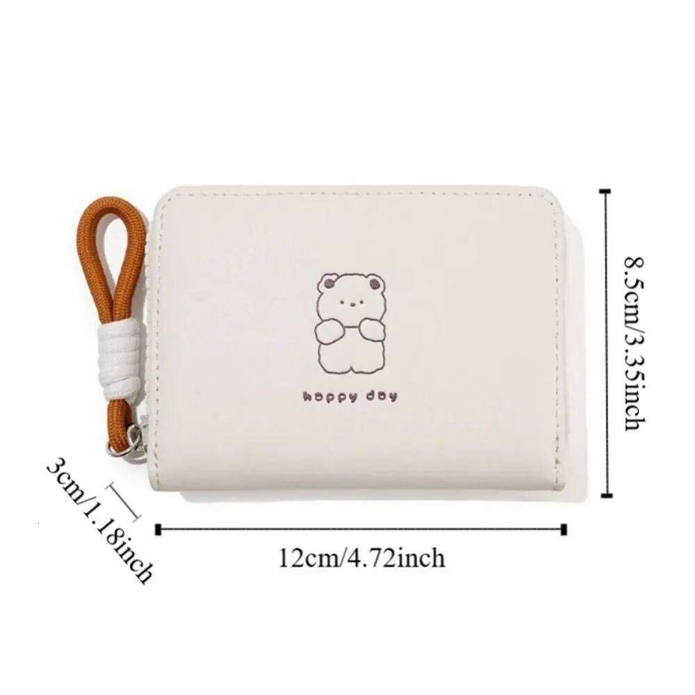 Simple Kawaii Women Wallet Cartoon Bear Rabbit Cat Student Fold Card Holder Short Pu Leather Coin Purse Gifts Y260206