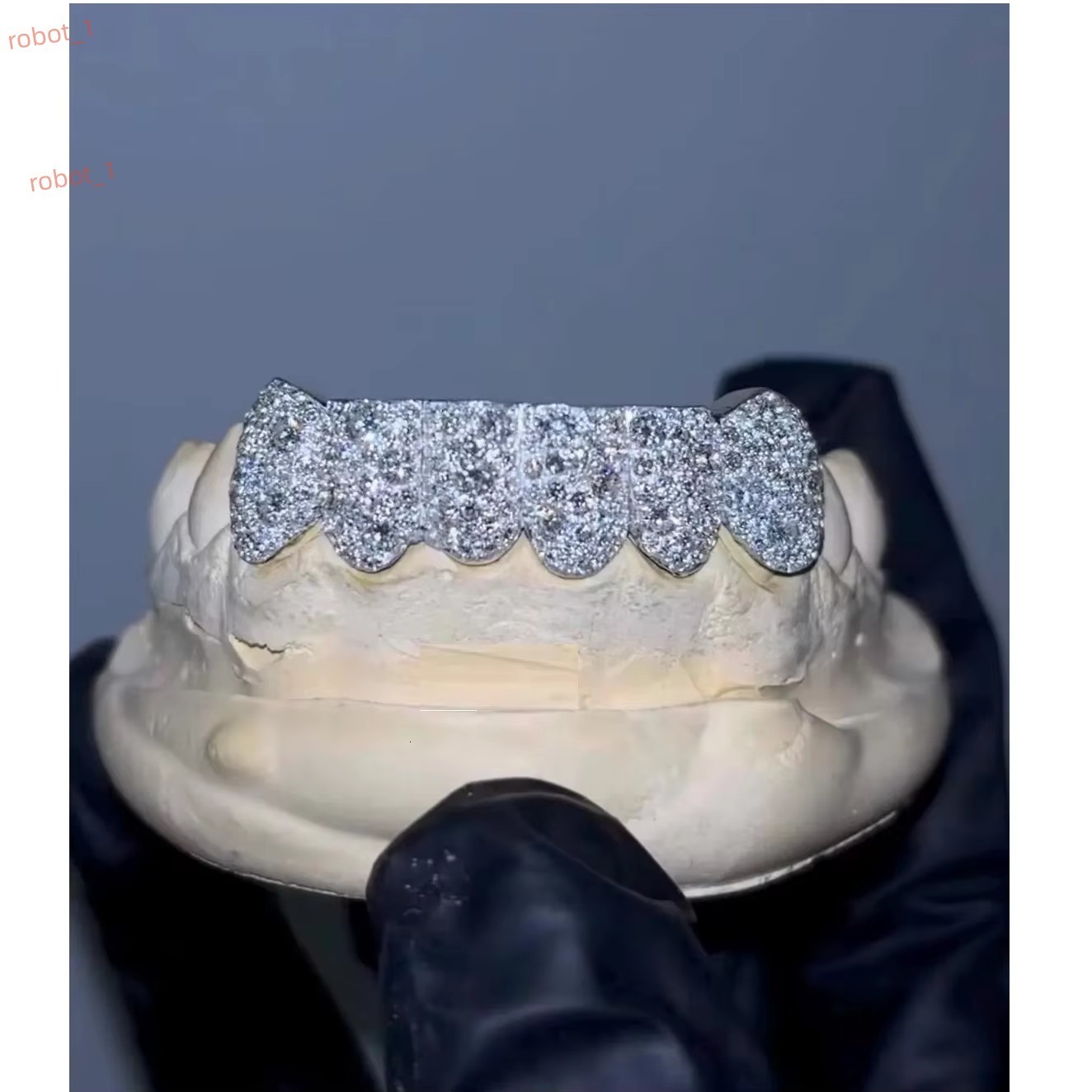Custom Fit Lab Grown Moissanite Grillz for Teeth Fashion Jewelry Rhodium Plated 925 Sterling Silver High Shine Finish India