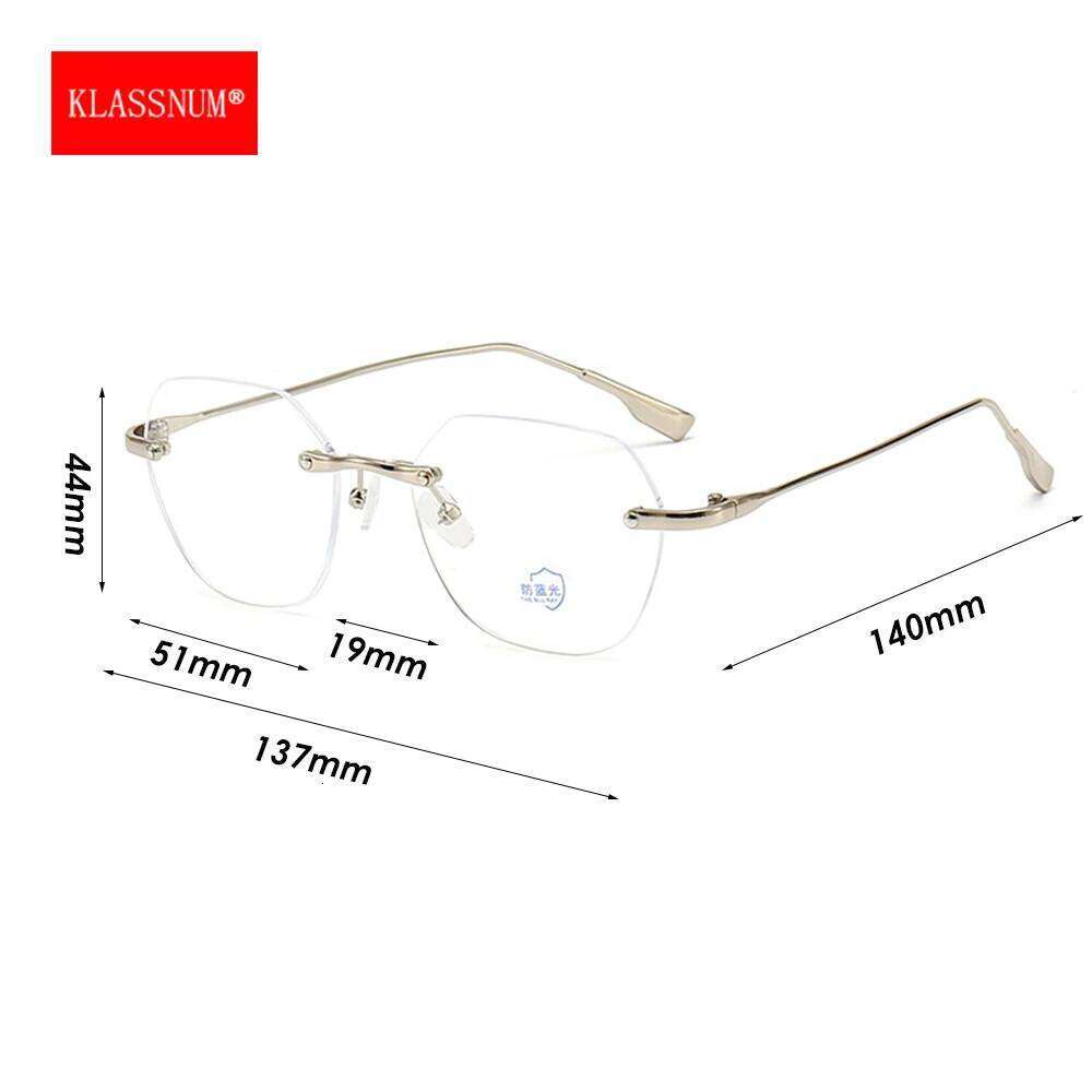 KLASSNUM Photochromic Anti Blue Light Women Rimless Square Transparent Computer Glasses Men Color Change Sunglasses 2025 Y260207