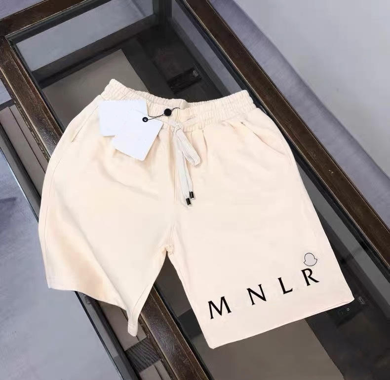 Summer men's and women's identical fashionable brand breathable beach pants shorts, 100% pure Monclerly cotton sports casual pants.