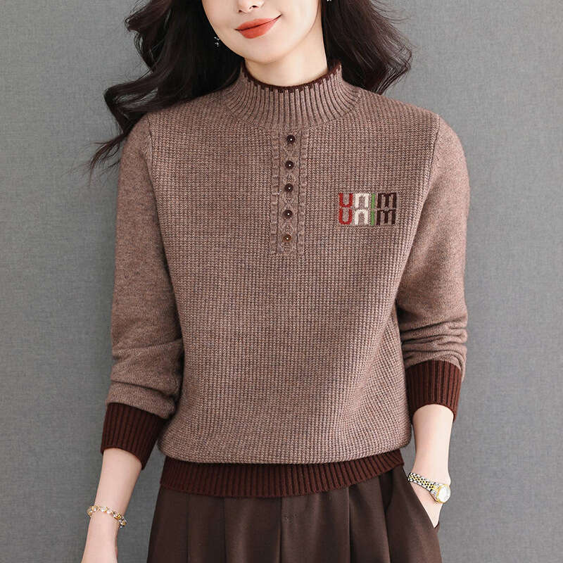 Women's Designer Fashion Winter Tops New Trendy Sweaters Fashionable Stylish Half Turtleneck Base Shirt Slimming