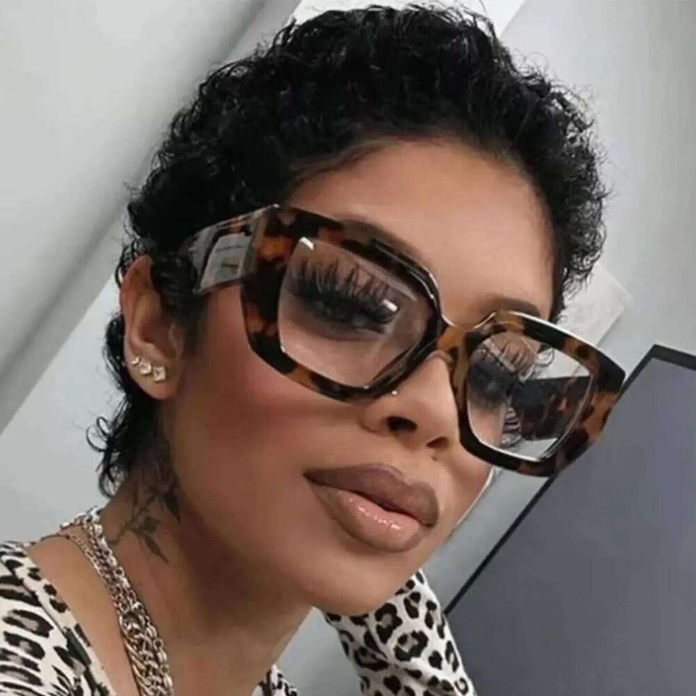 1pc Women's Square Large Frame Fashion Flat Mirror Summer Autumn Daily Travel School Decoration Glasses Y260207