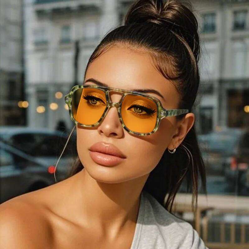 Vintage Square Sunglasses Women Men Brand Double Bridge Cool Sun Glasses Polygon Eyewear for Male Female UV400 Y260207