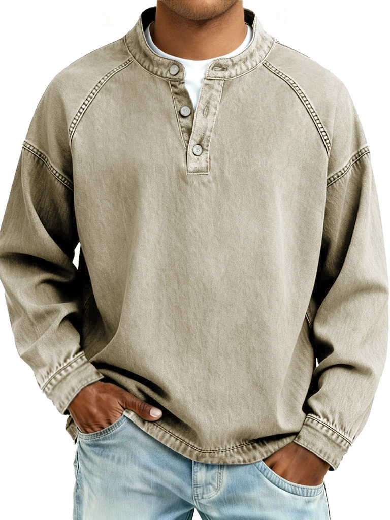 Autumn New Mens Pullovers Sweatshirts Zipper Stand Solid Top Heavyweight Distressed Washed Denim Casual Hoodie For Men Clothing R260208
