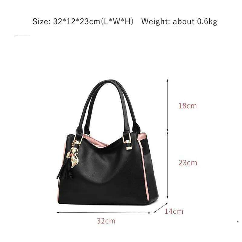 Vento Marea Big Bag For Women 2023 Black Soft Pu Leahter Totes Tassel Classic Large Capacity Handbag Winter A4 Purse Many Pocket C260207