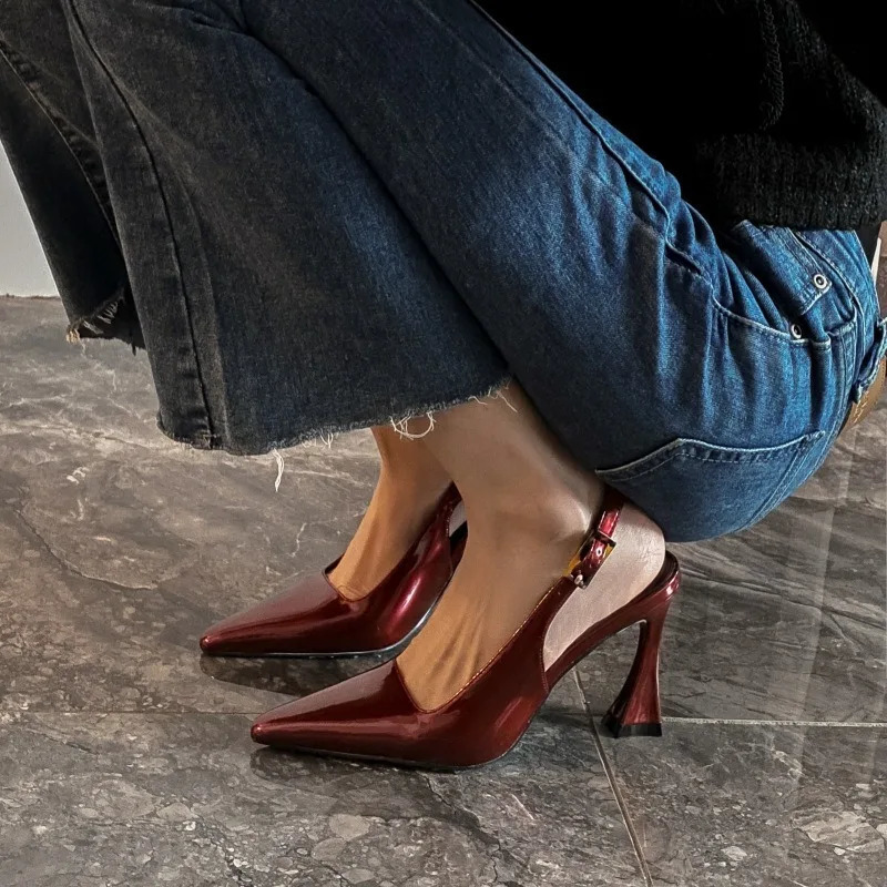 Womens Pumps Sexy Pointe High Heels Sandals Fashion Patent Leather Elegant Temperament Heeled for Women 260208