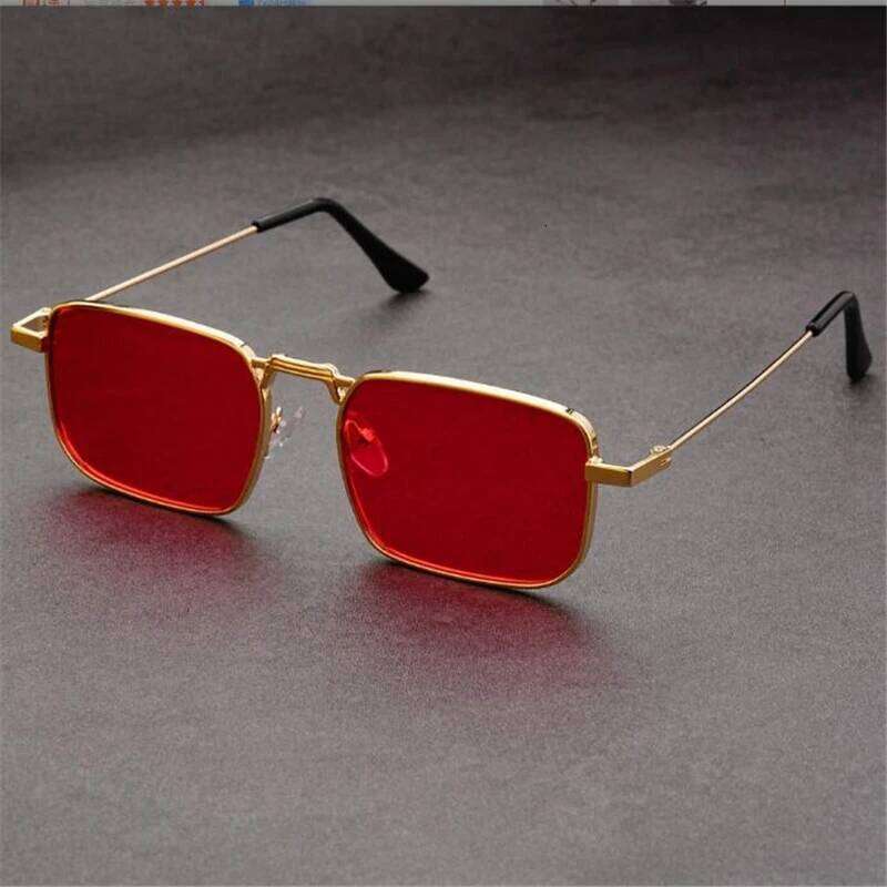 2024 Metal Square Red Lens Sunglasses Men, Top UV Protection, Sunscreen, Ultra Clear Glasses for Women Y260207