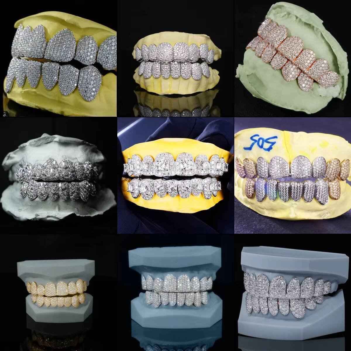 Pass Diamond Tester Different Shapes Custom Grillz 925 Sterling Silver Buss Down Moissanite Grillz
