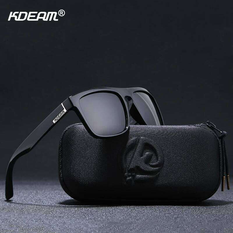 KDEAM New Summer Sunglasses Men Sports Sun Glasses Polarized Women Brand Mirror lens Square UV400 With Case KD156 Y260207