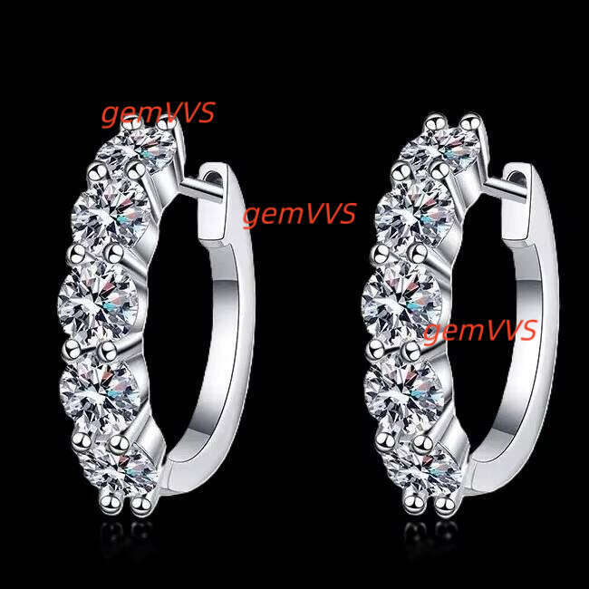 VVS Moissanite Diamond Stud 18K Hip Hop Luxury 925 Silver Hoop Earrings For Women IGI Certified 14K White Gold Earring