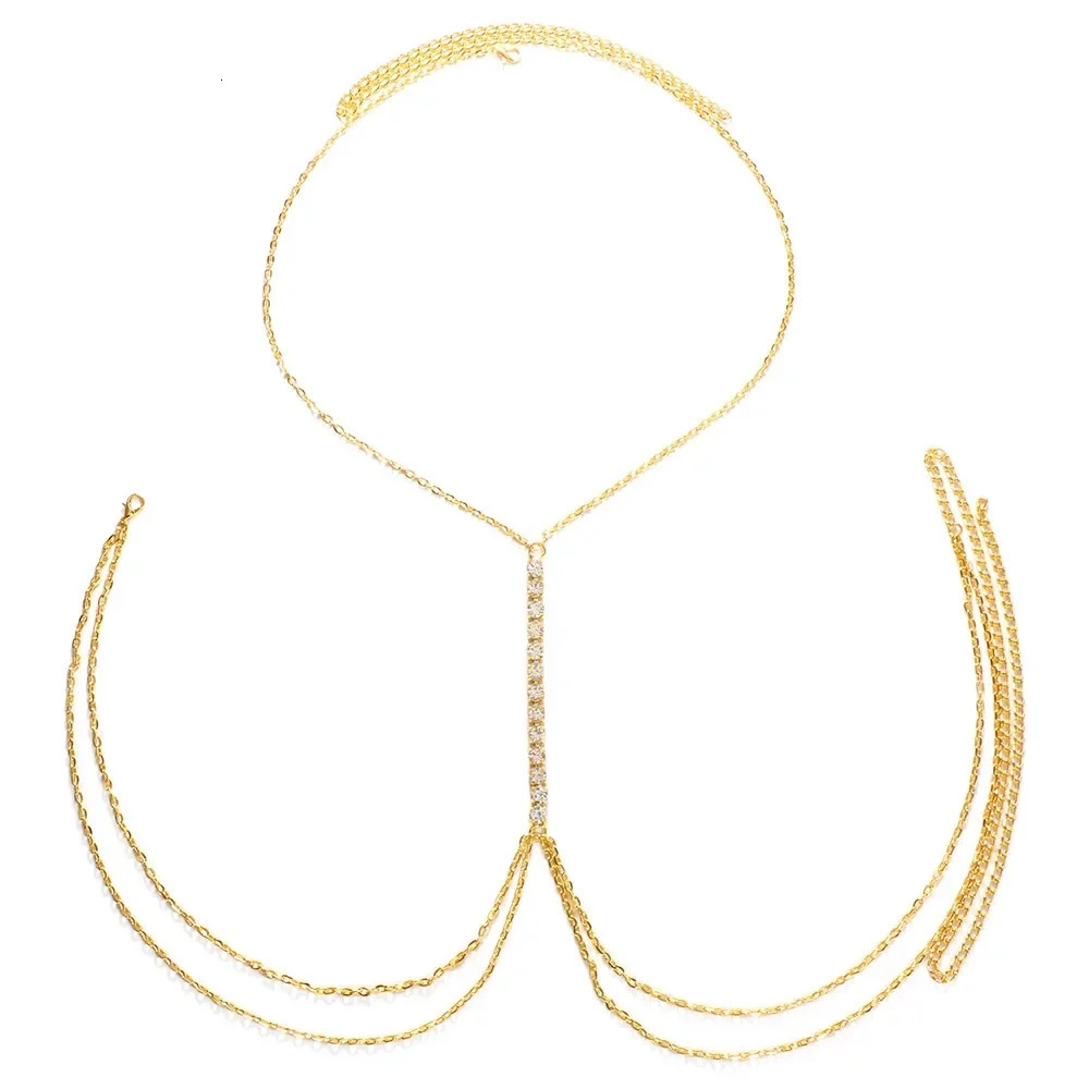 Simple Chest Chain Jewellery Harness Rhinestone Bra Bikini for Women Belly Waist Chain Body Sexy Lingerie Top Gift 260120