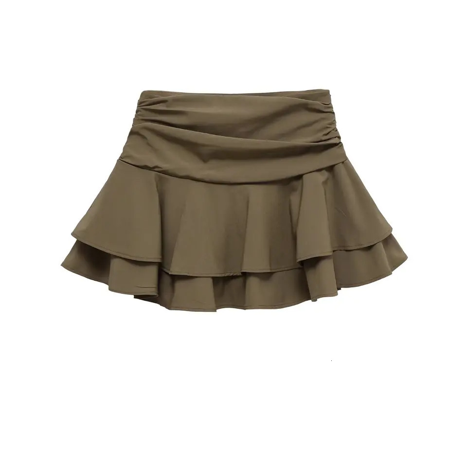 ETJ 2025 womens summer sexy fashion style flouncy stacked decoration mid-waist short skirt pants 260122