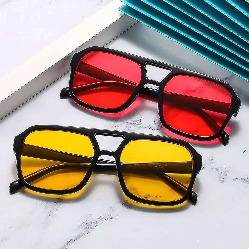 1PC Retro Square Aviation Sunglasses For Women Men Stylish Big Frame Sun Ins Style 70s Black Shades Glasses Y260207
