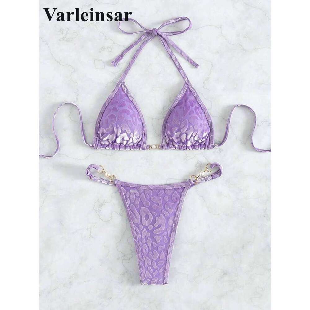 S - XL Sexy Mini Micro Thong Leopard Female Swimsuit Women Swimwear Two-piece Bikini set Bather Bathing Suit Swim V5207P C260207