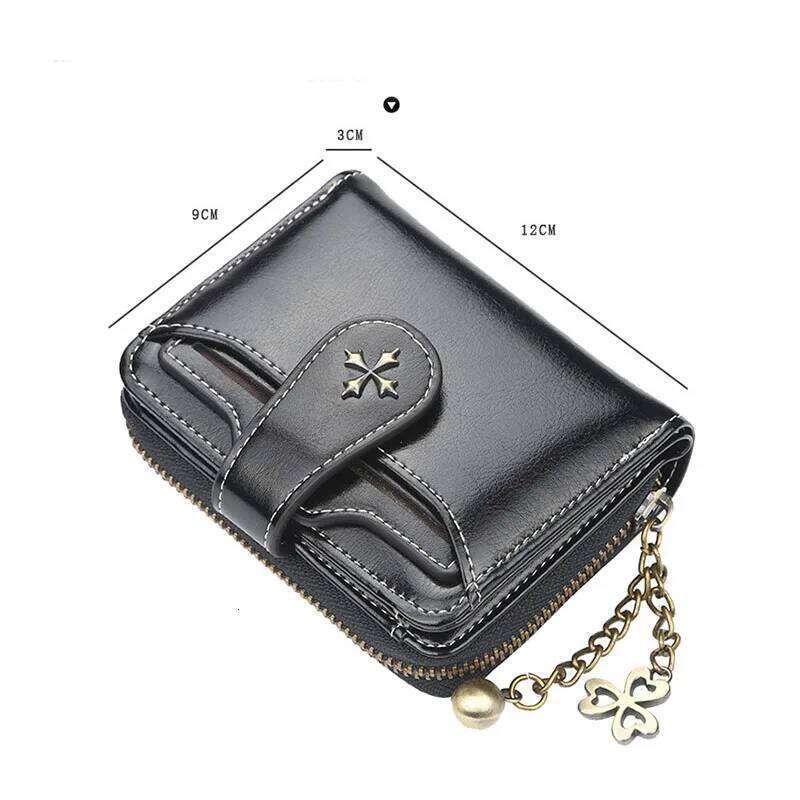 Women Fashion Clasp & Zipper Coin Purse Driver License ID Card Holder Organizer case Korean Women's Waxed Leather Wallet Y260206