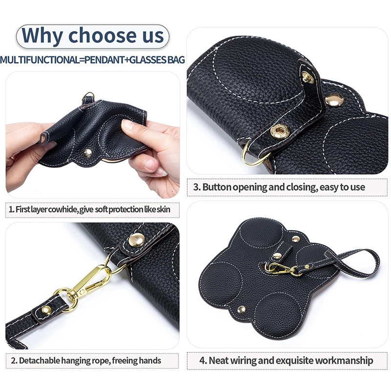 Portable Genuine Cowhide Padded Protection Sunglasses Case 2026 Artistic Accessory Cow Leather Eyewear Case Storage Pouch 260107