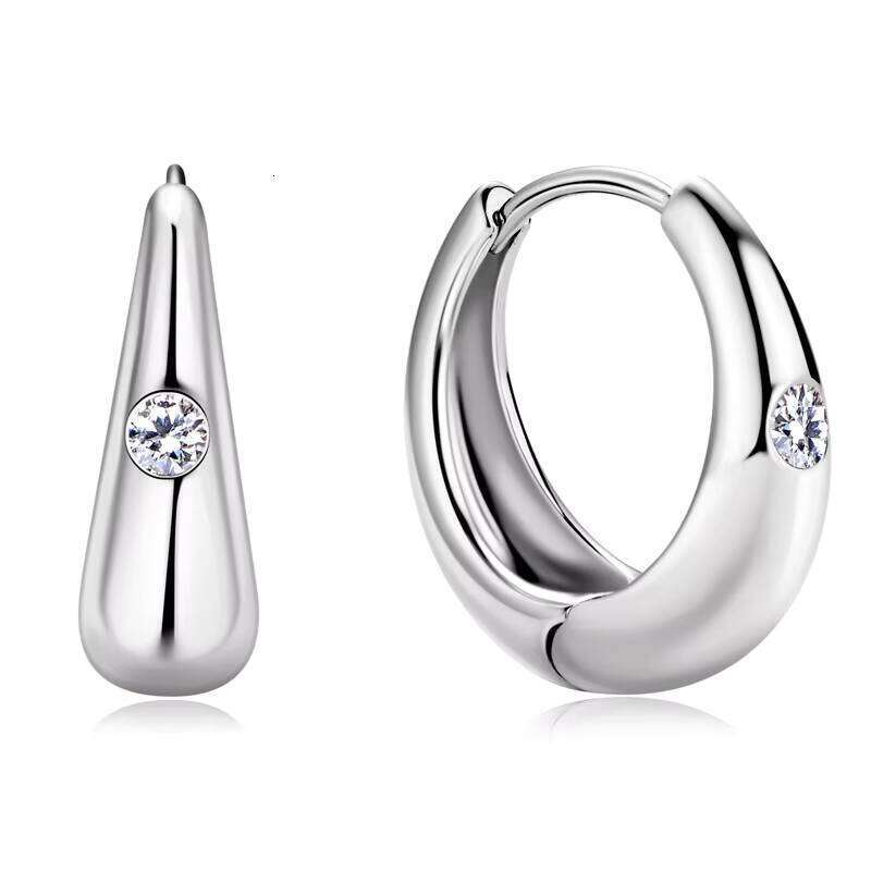 Newest Fine Jewelry Hypoallergenic 925 Sterling Silver Moissanite Hoop Earrings For Gift