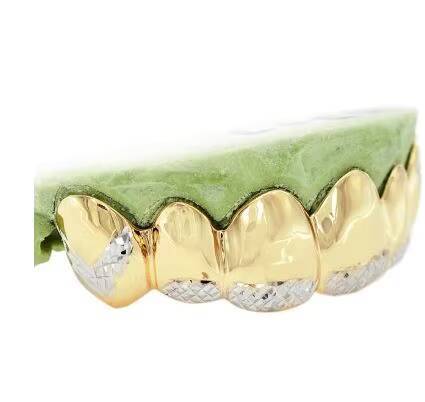 VVS Moissanite Diamond Grillz 925 Sterling Silver 10K Gold Plated Fine 8 X 8 Moissanite Teeth Elegant