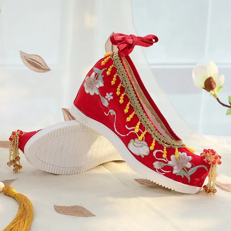 Spring Summer High Heel Hanfu Shoes Embroidered Chinese Style Wedding 260208