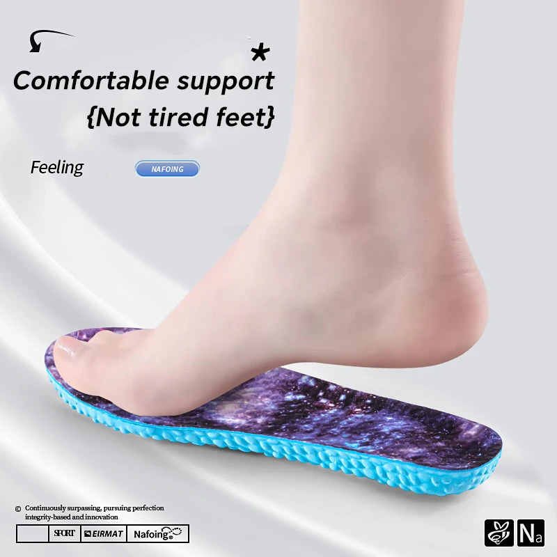 1Pair Sport Insoles for PU Blue Shoes Sole Breathable Arch Support Anti slip shock absorption to Sport Running Traveling Insole 260124