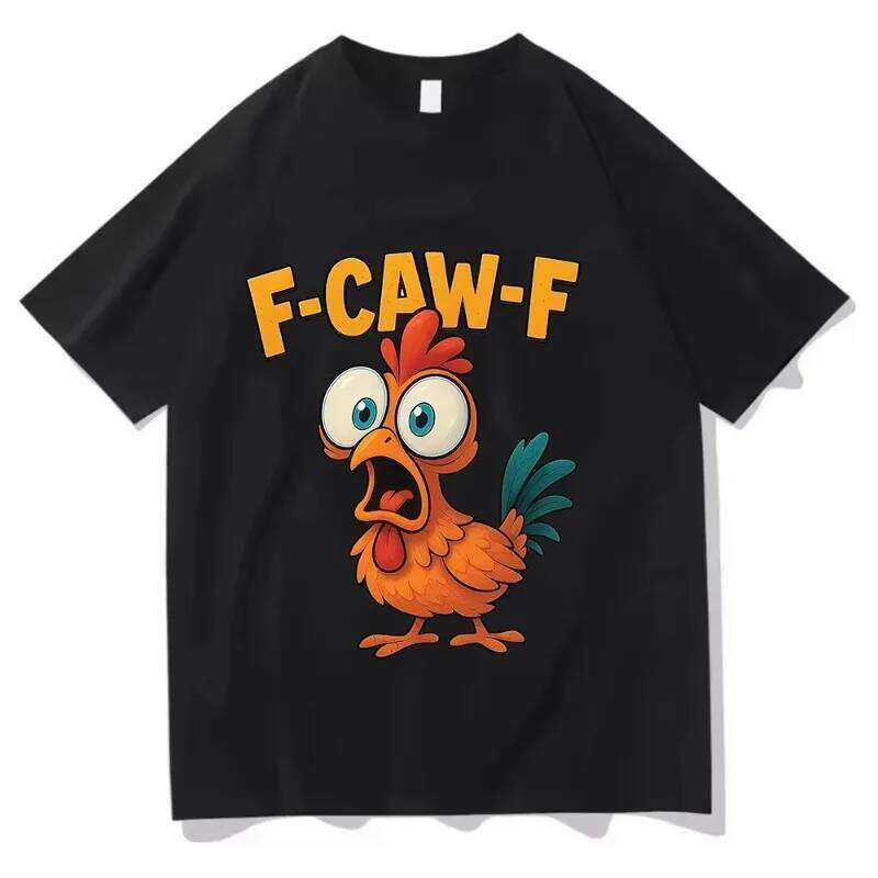 New 2025 Funny Caw F Harajuku Short Sleeves Tshirt Women Humor T Shirt Chicken Aesthetic Casual Oversized Tops Unisex C260207