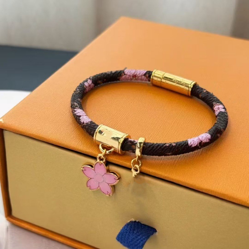 2026 Fashion Cherry Blossom Leather Printed Jewelry Cute Bracelet