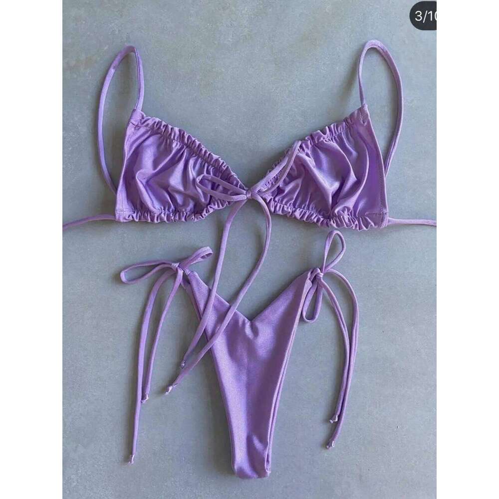 Sexy Swimsuit 2020 Micro Thong Bikini Set Bandage Beachwear Swimming Women Swimwear for Girls Bathing Suits 14 color C260207