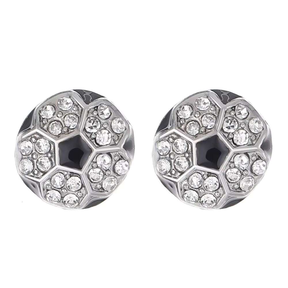 Sport Style Fashion Jewelry Basketball Volleyball Baseball Football Cup 2026 Full Diamond Ball Stud Earring