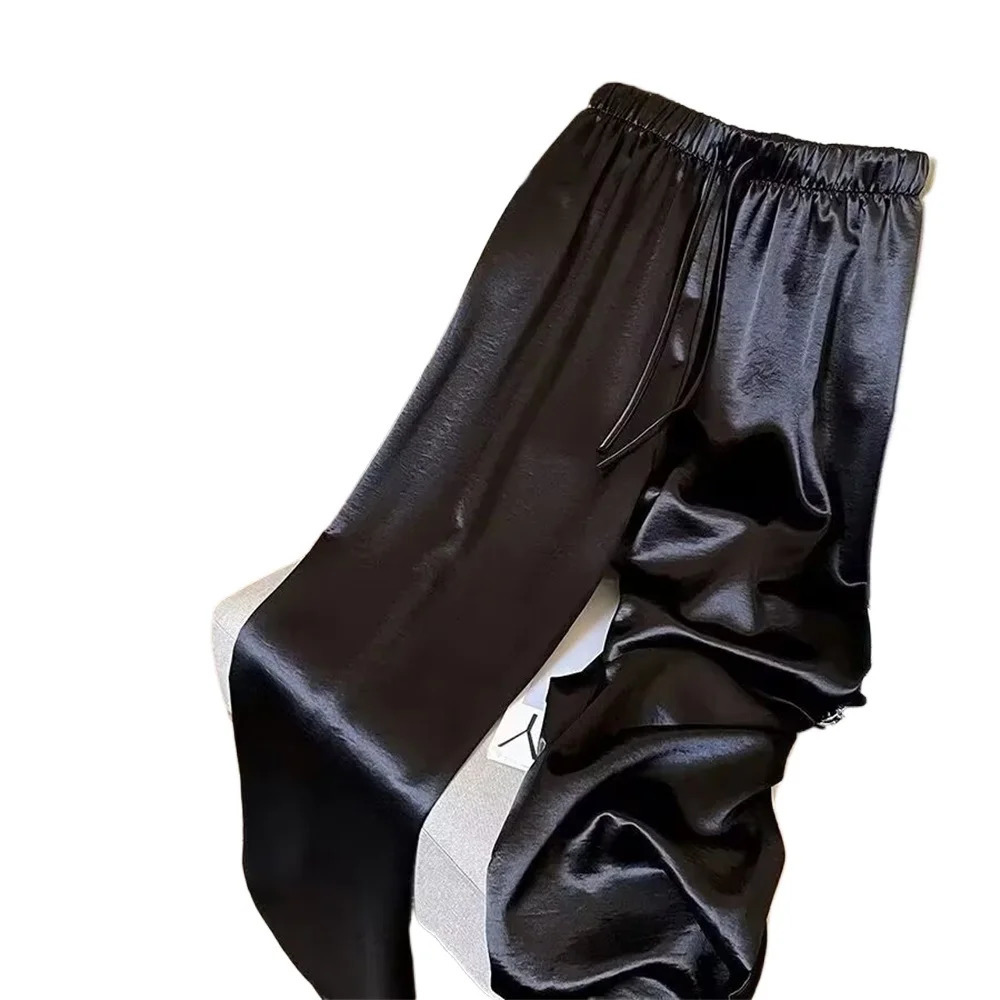 Korean Fashion High Waist Thin Wide Leg Women Summer Office Lady Solid Color Straight All-match Casual Pants Trousers Clothes 260130