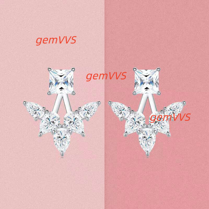 Unique Design Moissanite Simple High-End 925 Sterling Silver Jewelry Women's Exquisite Light Luxury Style Earrings