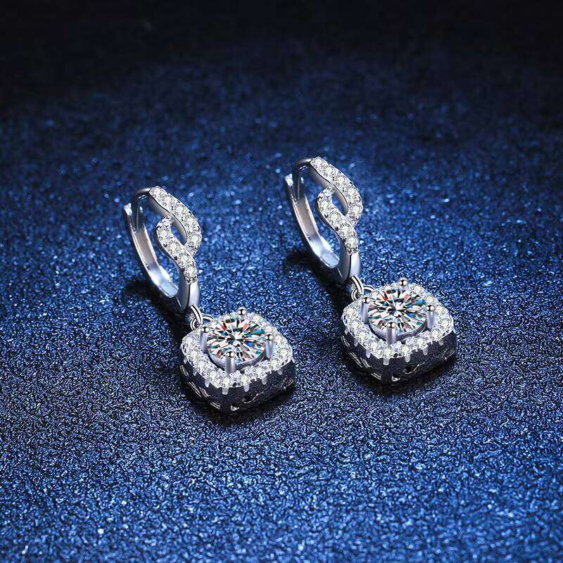 S925 Sterling Silver Moissanite Full Diamond Earrings Luxury Fine Jewelry