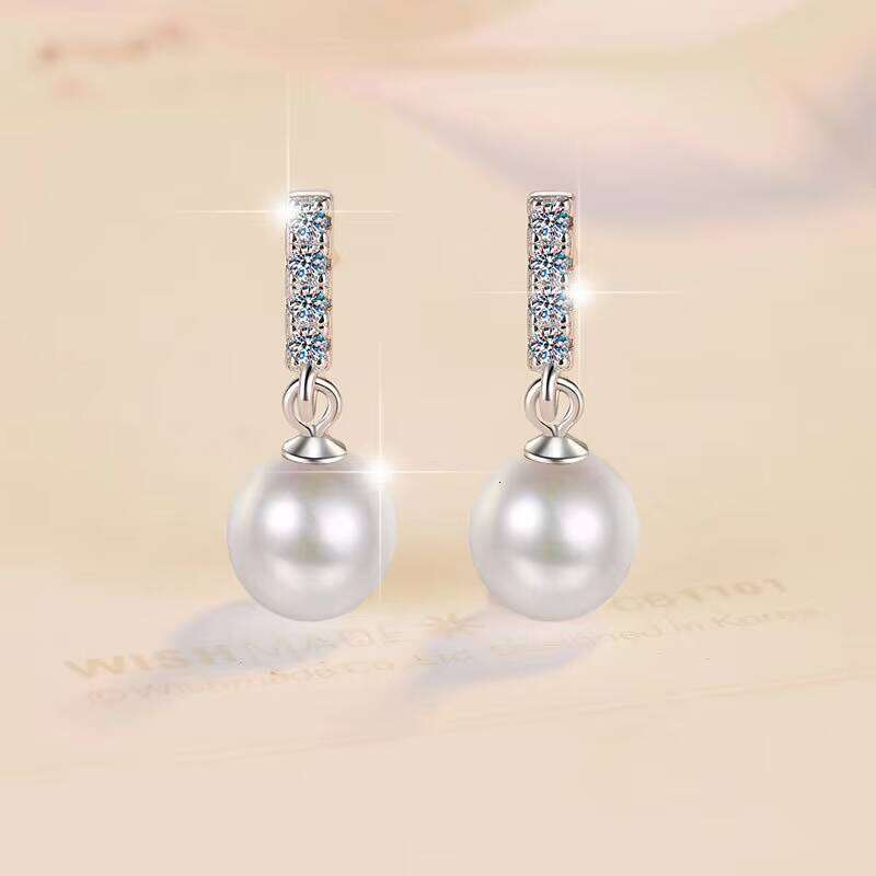 Gorgeous Fashion Full Moissanite S925 Sterling Silver Stud Earrings Pendant Certified Vvs1 Featuring Pearls & Diamonds