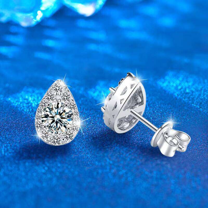Xez040 Timeless Water Drop Shape Moissanite Stud Earrings 0.5Ct Hypoallergenic Sterling Silver Jewelry Gift For Women Girls