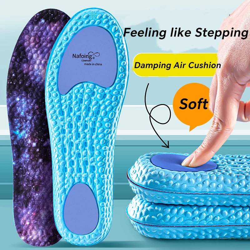 1Pair Sport Insoles for PU Blue Shoes Sole Breathable Arch Support Anti slip shock absorption to Sport Running Traveling Insole 260124