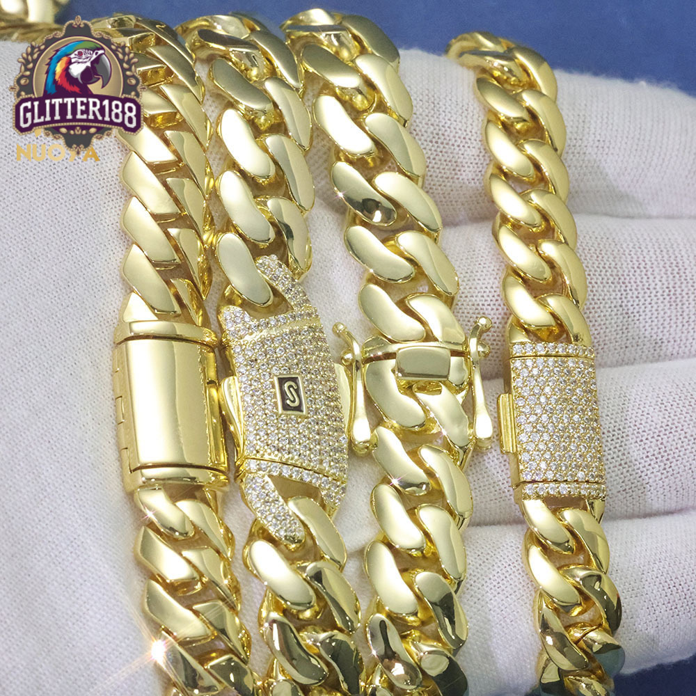 2026 10/12/15mm Cuban Link Chain Necklace 14K Gold Plated silver Hip Hop Jewelry Customizable Men Women Gift