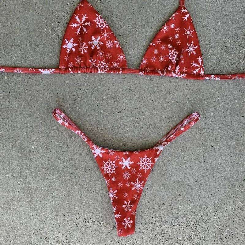 QINJOYER Sexy Brazilian Swimwear 2 Pieces Print Swimsuit Mini Thong Bikini Set Women Biquini Bathing Suits Female C260207