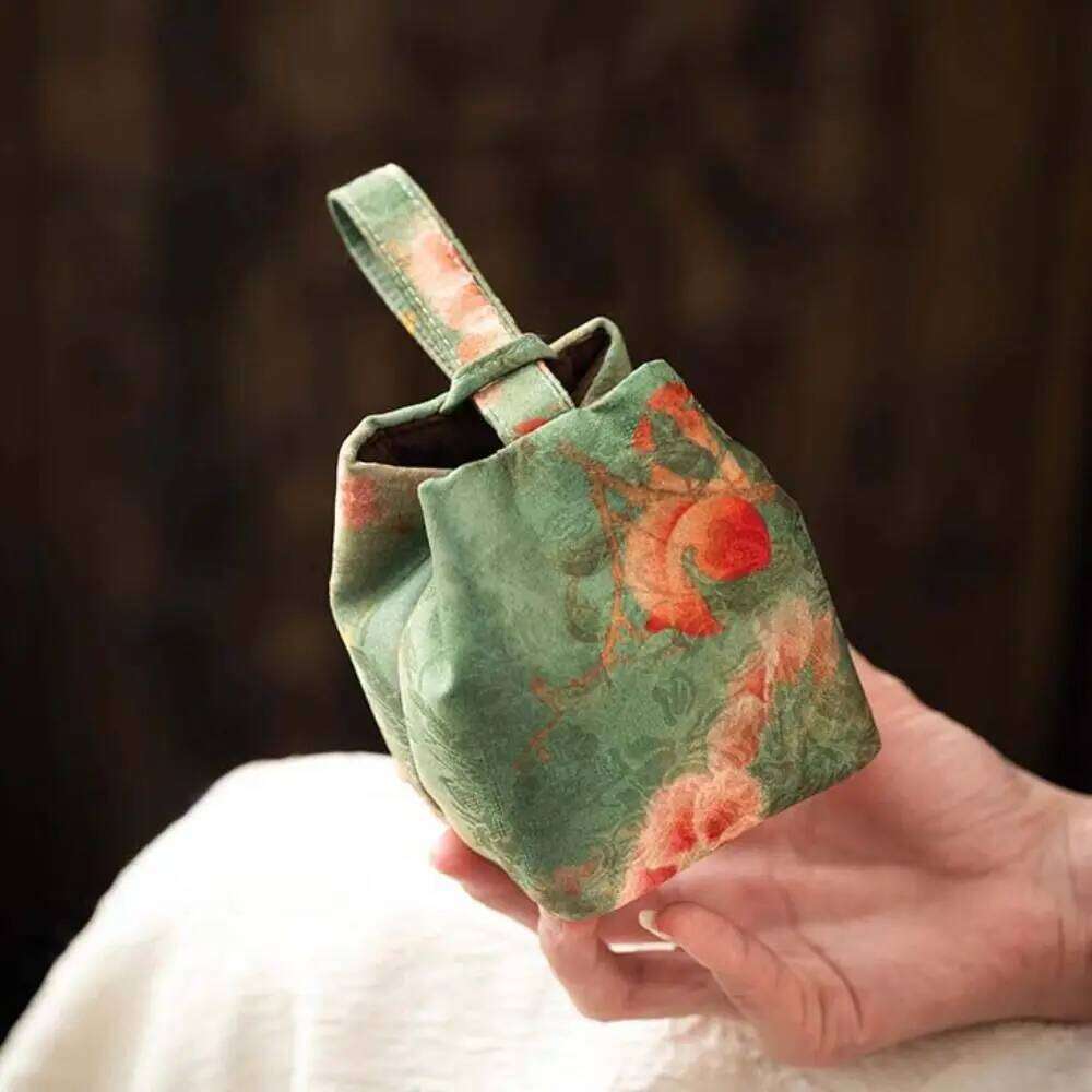 Chinese Style Teacup Drawstring Cloth Breakage-proof Print Small Item Pouch Portable Multifunctional Teaware Storage Bag ChicBag1113