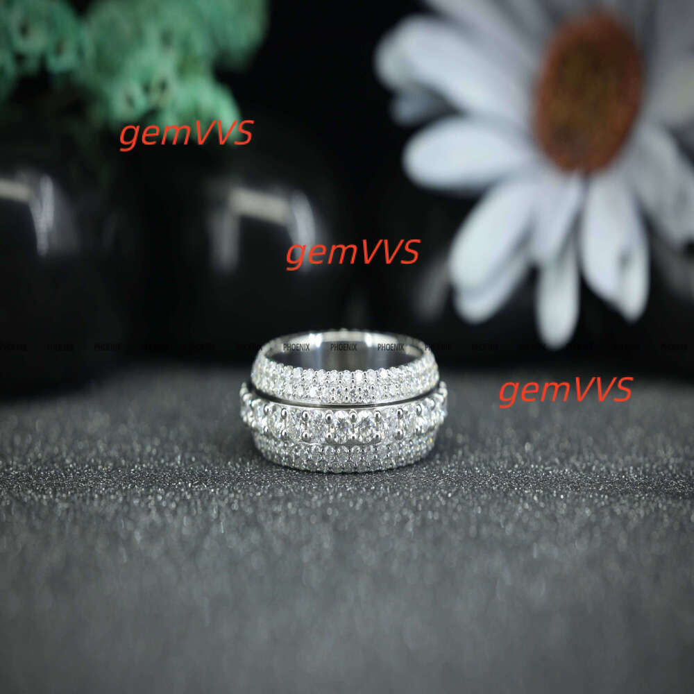 Luxury Hip Hop Jewelry Gift 925 Sterling Silver VVS Moissanite Diamond Wedding Finger Ring For Men Women By Phoenix Enterprise