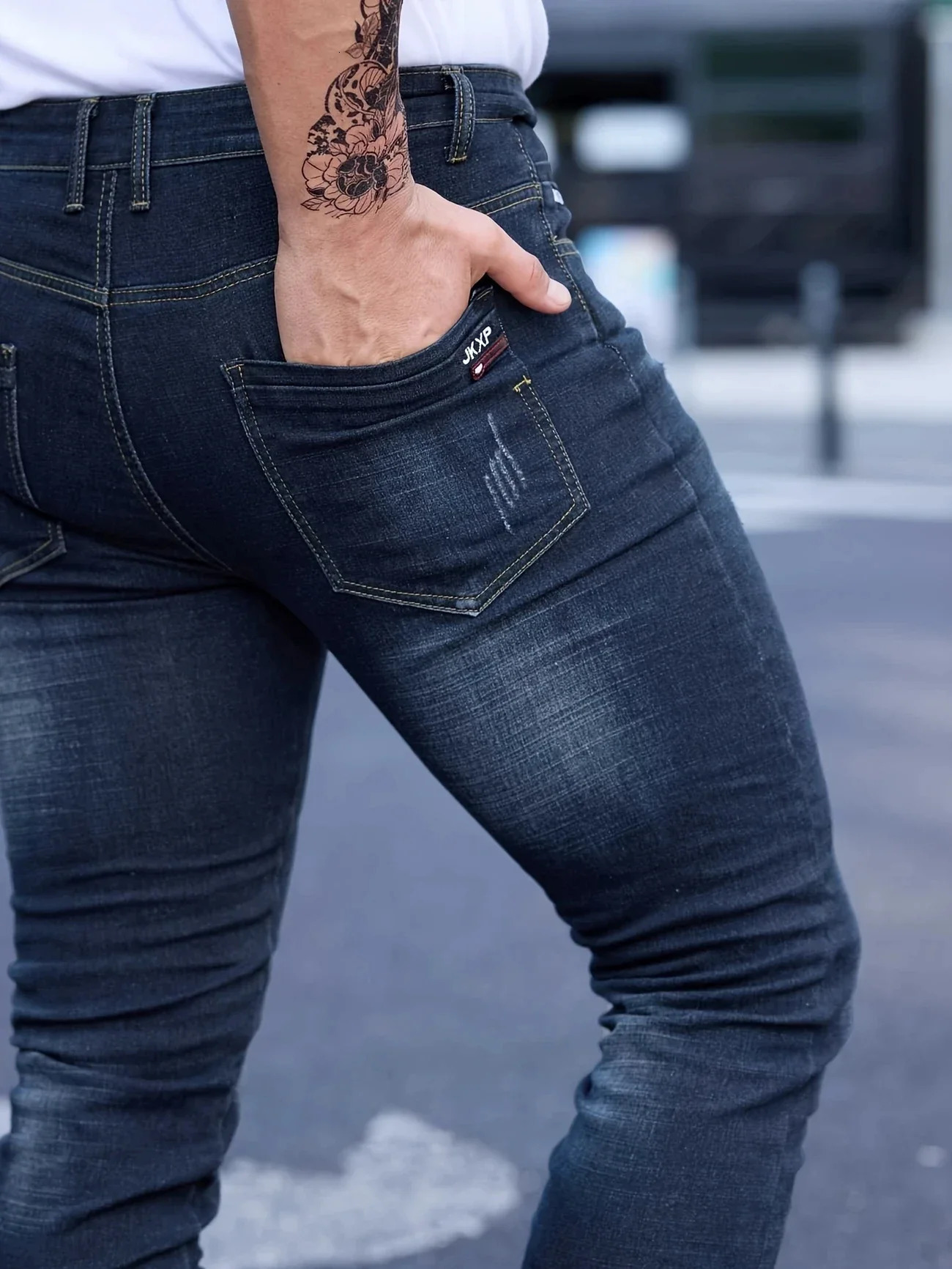 2025 Spring Autumn Mens Fashion Ripped Skinny Jeans Street Style Vintage Wash Solid Denim Casual Slim Fit Pencil Pants 28-36 260122