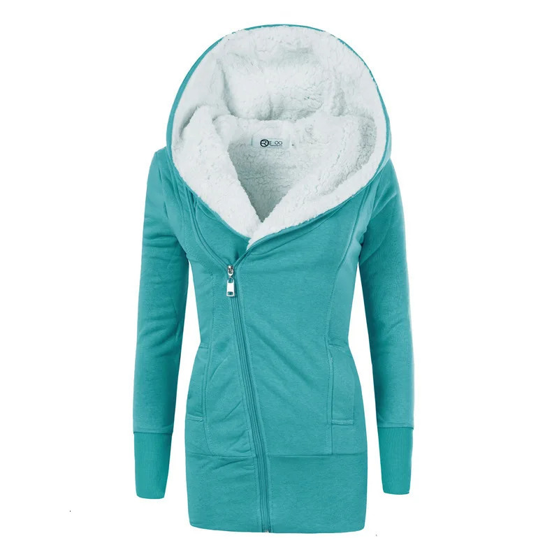 Thickened Lamb Velvet Hooded Long Sleeve Womens Cardigan Autumn Winter Style MidLength OpenShirt Warm Sweatshirt 260126