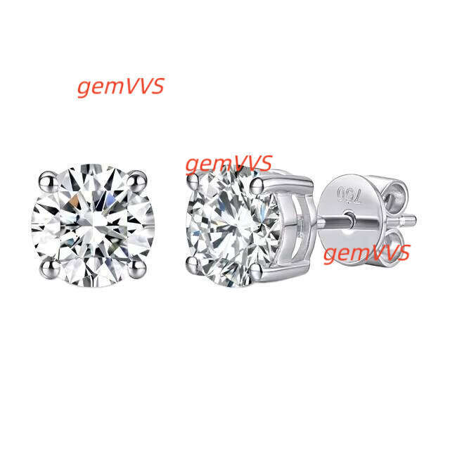 Classic Style White Moissanites Custom Jewelry 6.5 Mm VVS Round Moissanite Earrings