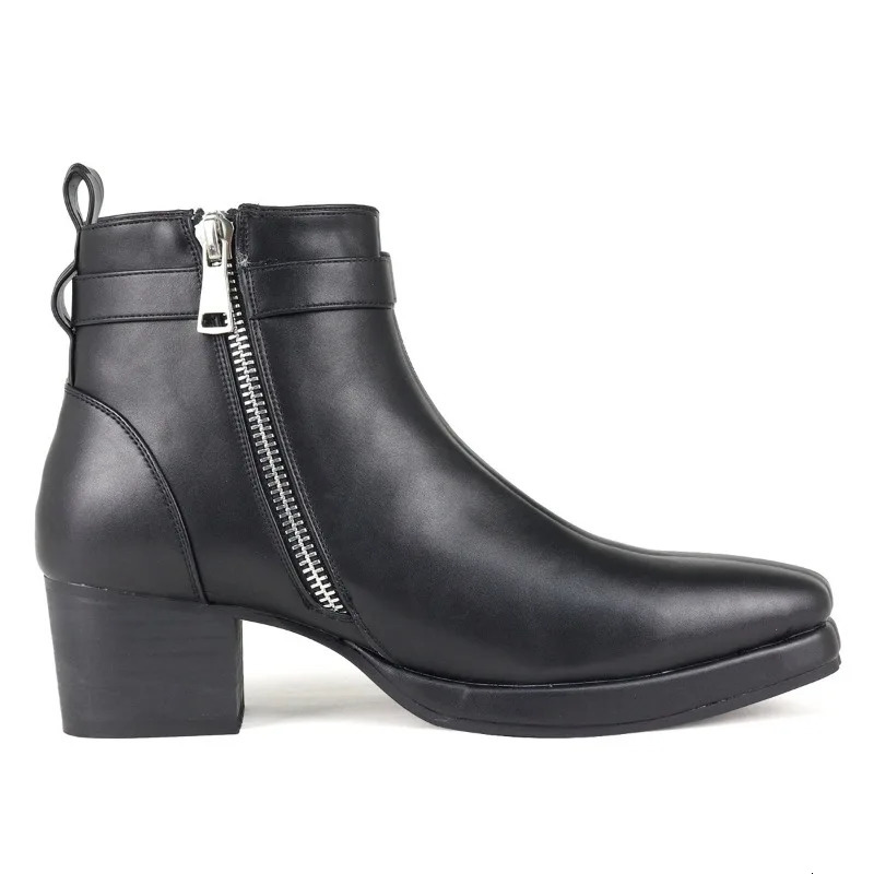 High Quality Mens Chelsea Boots British Style Retro Hightop Round Head Buckle Leather Booties Botas Hombre 260208