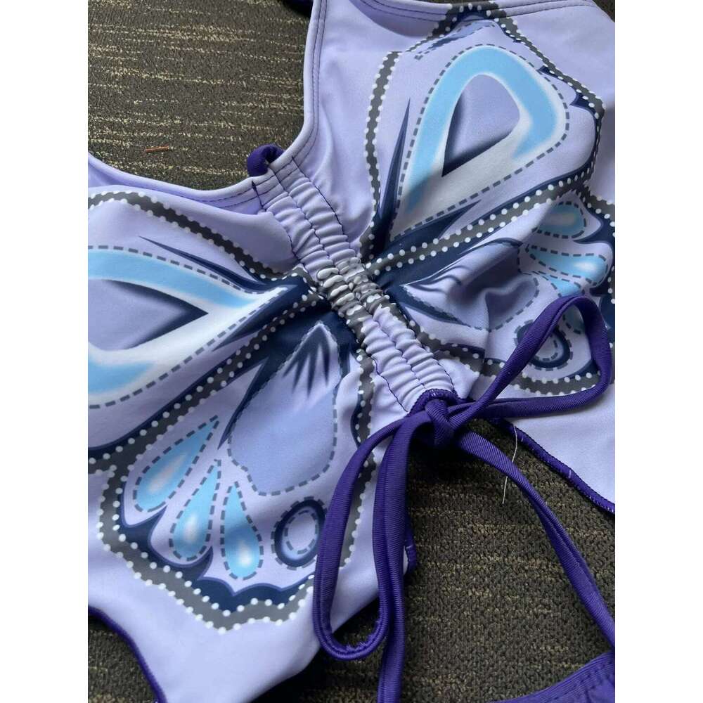 Butterfly Printed Bikini Set Women Swimwear Purple Push Up Bathing Suit Sexy Swimsuit Women's Summer Beach Outfits C260207