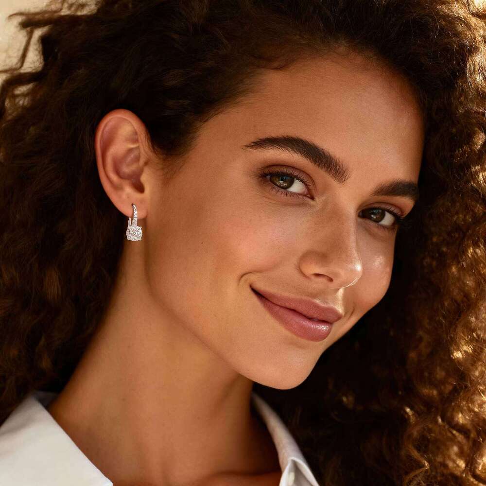S925 Sterling Silver Classic Beaded Moissanite Earrings For Women Luxury Style Wholesale And Direct Sales