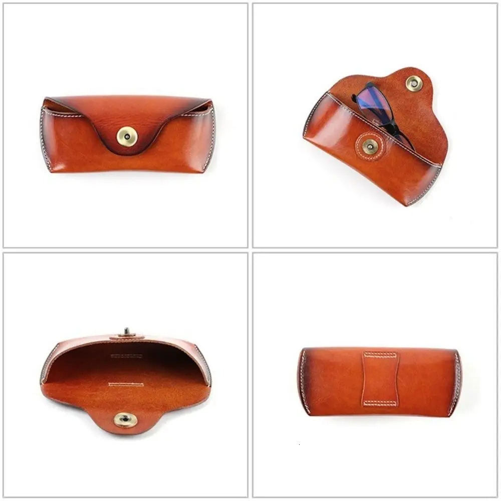 Women Men Eyeglass Handmade Genuine Leather Eye Glasses Bag Protector Case Glasses Case 260107
