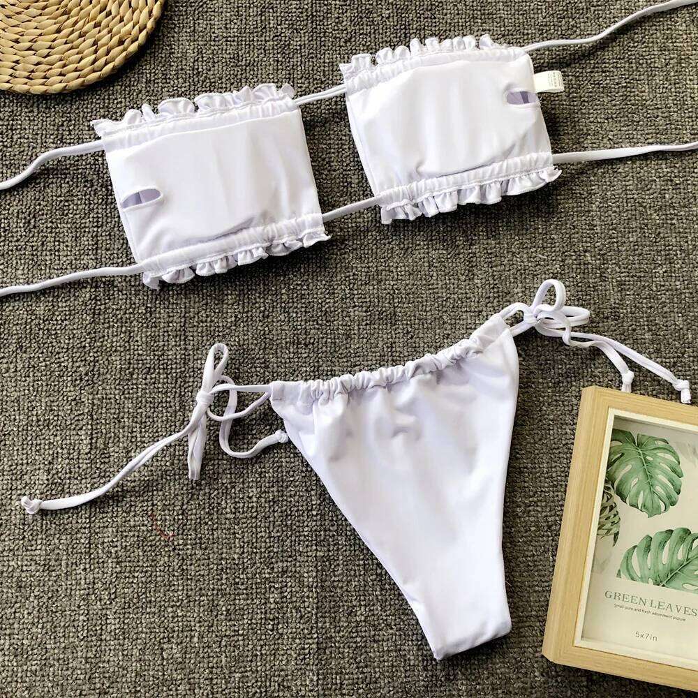 Ruched Bikinis Sexy String Swimsuit Women Extrem Bikini Swimwear Bathing Suit Trend Beach Wear Mayo Tangas De Bain Femme C260207