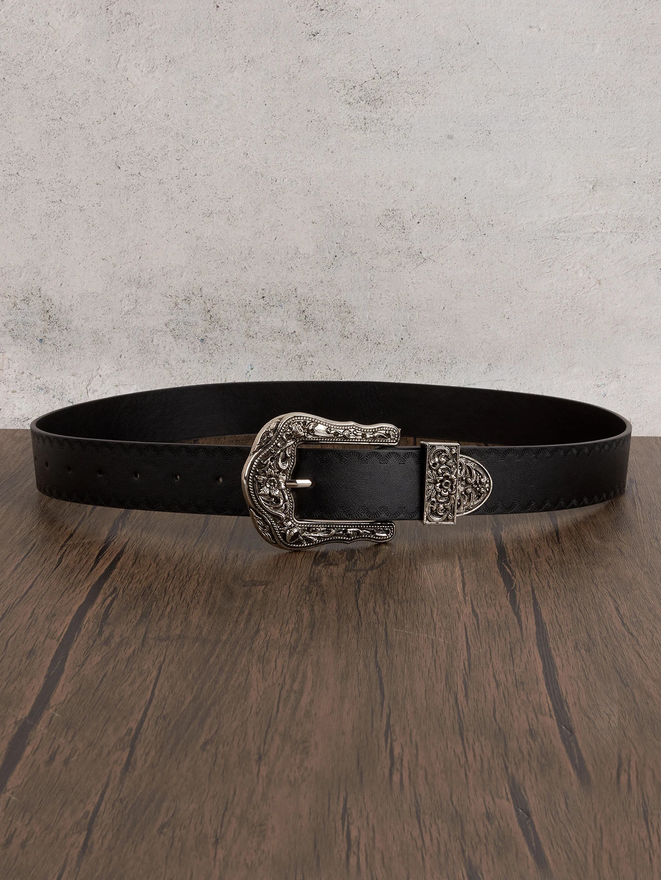 1pc Mens Western Style Distressed Textured Leather Belt Versatile For Summer Jeans Accessory 260124