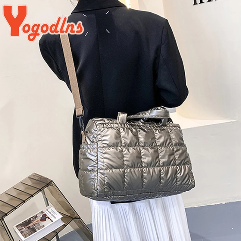 Yogodlns Space Padded Cotton Handbag Big Capacity Shoulder Bag Waterproof Nylon Bag Travel Down Crossbody Bag Purse Bolsa260128