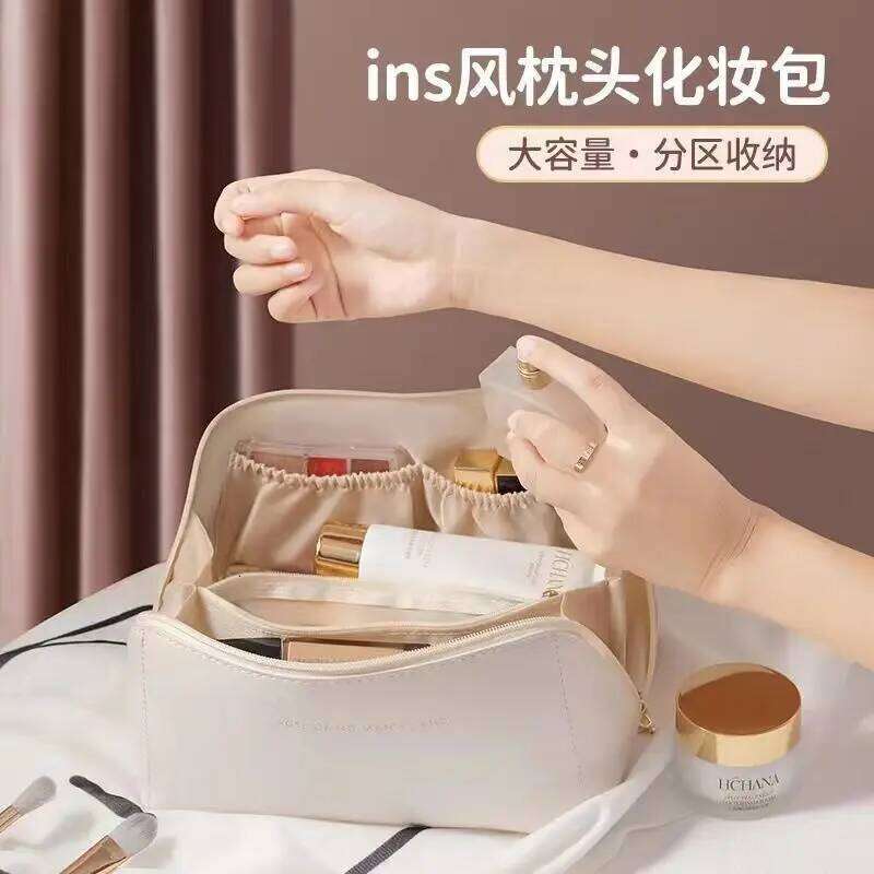 Leather Large-Capacity Travel Cosmetic Bag Portable Makeup Pouch Women Waterproof Bathroom Washbag Multifunction Toiletry Kit Y260206