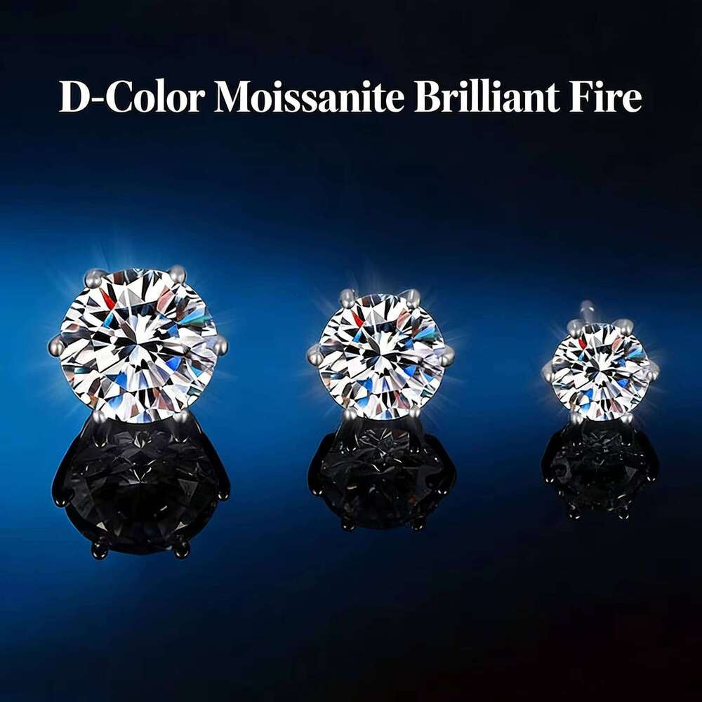 Vintage Stud Earrings 925 Sterling Silver VVS Moissanite Round Brilliant Cut Wedding & Anniversary Jewelry Wholesale